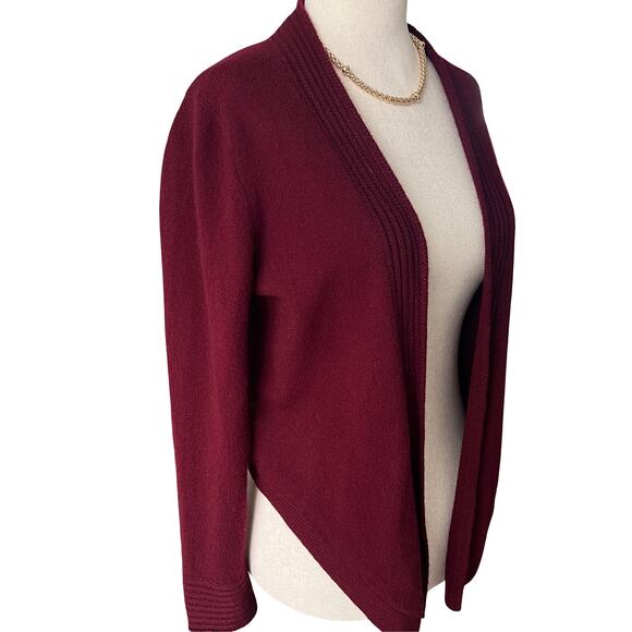 Charter Club 100% Cashmere Cardigan Small Red Burgundy Knit Luxury Sweater - Picture 3 of 5